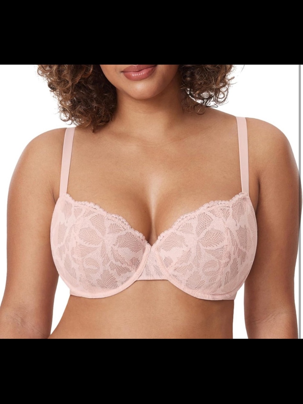 DELIMIRA Women's Balconette Bra Plus Size Lace Sexy Underwire Unlined Push Up